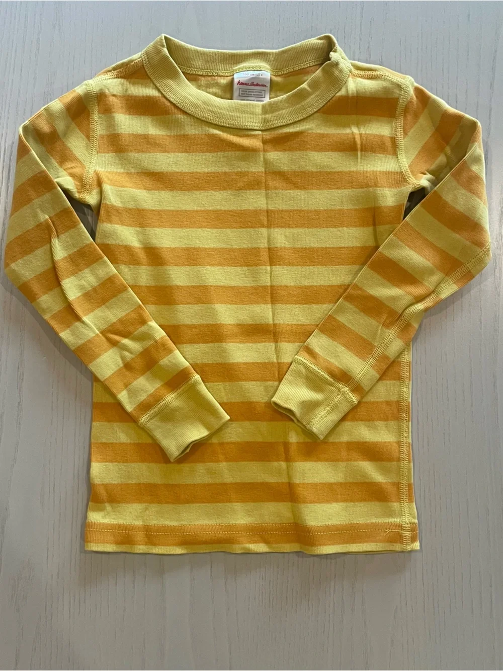 Hanna Andersson Striped Long John Pajama Set Swedish Yellow/Golden Hour - 4 100